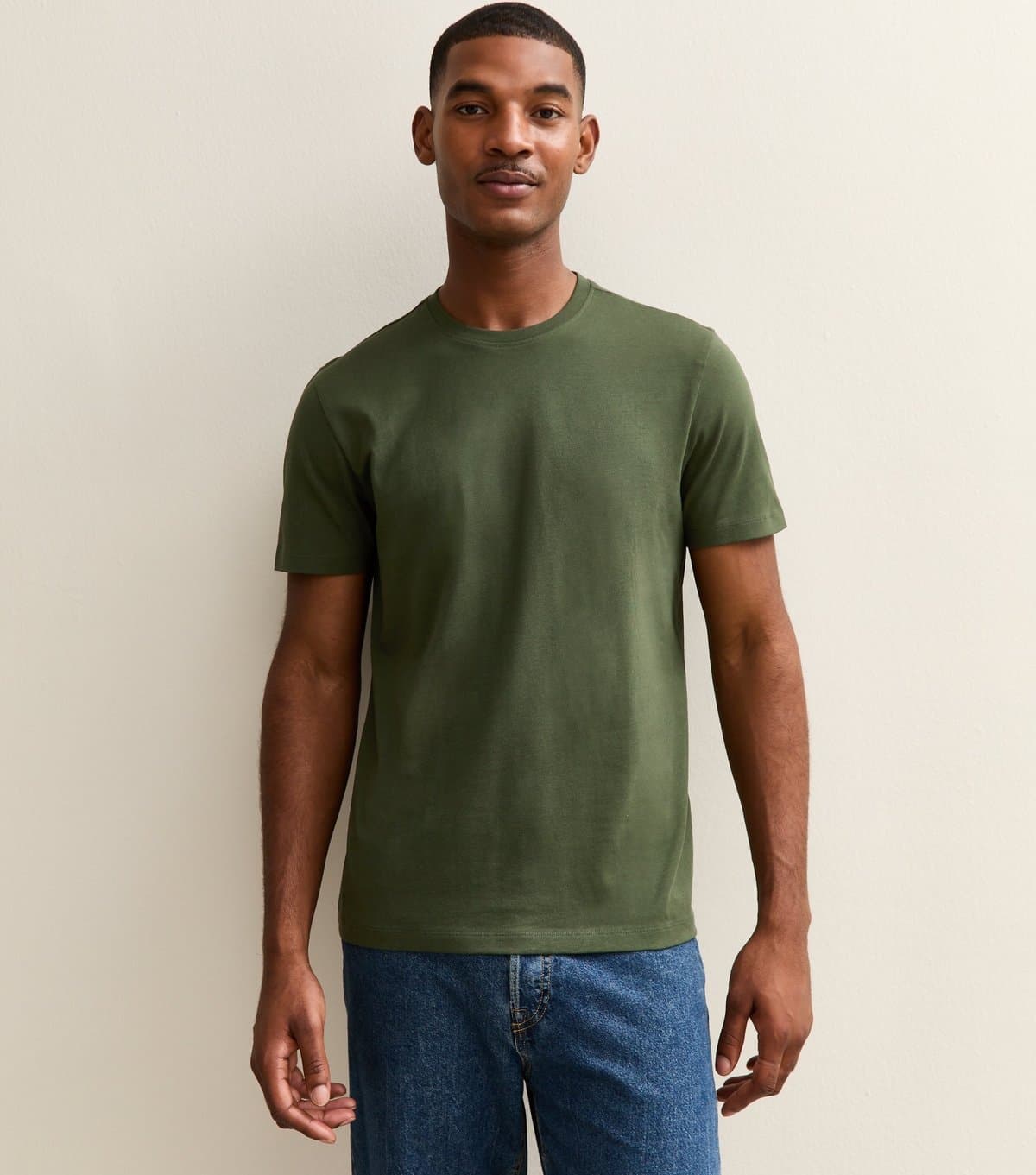 New Look Men's Dark Green Regular Crew Neck Jersey T-Shirt New Look