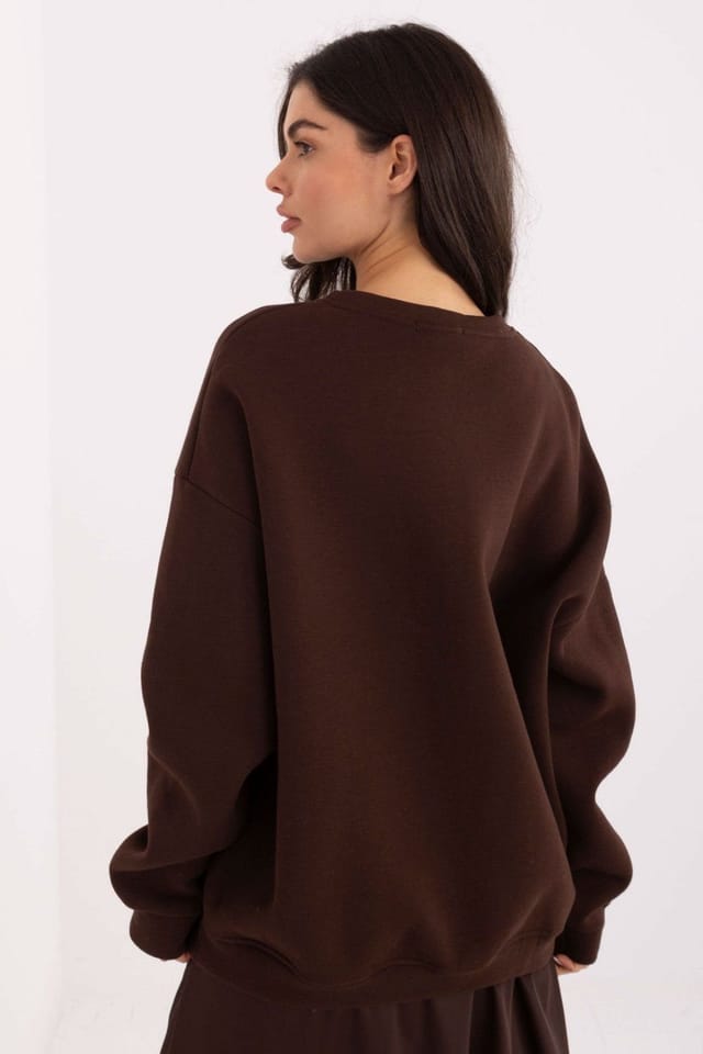 Love Lace Love Lace Women's Casual Cotton Polyester Crewneck Sweatshirt in Brown - 3