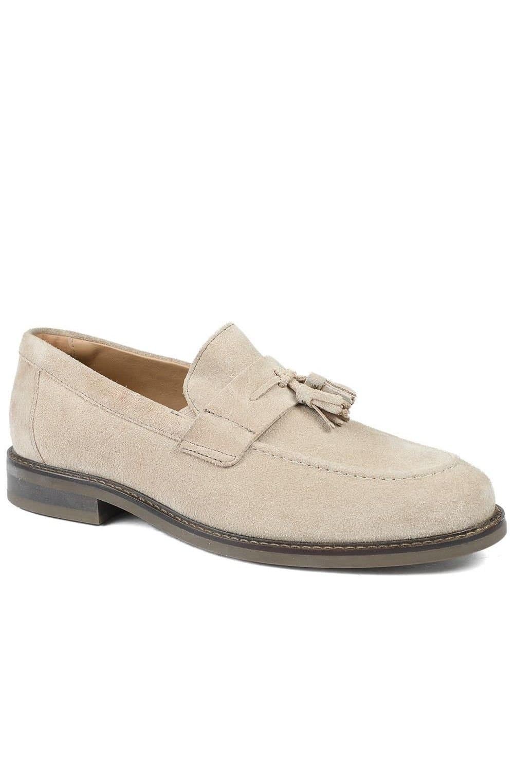 Jones Bootmaker Jones Bootmaker Men's Rodrigo Wide-Fit Leather Tassel Loafers in Beige