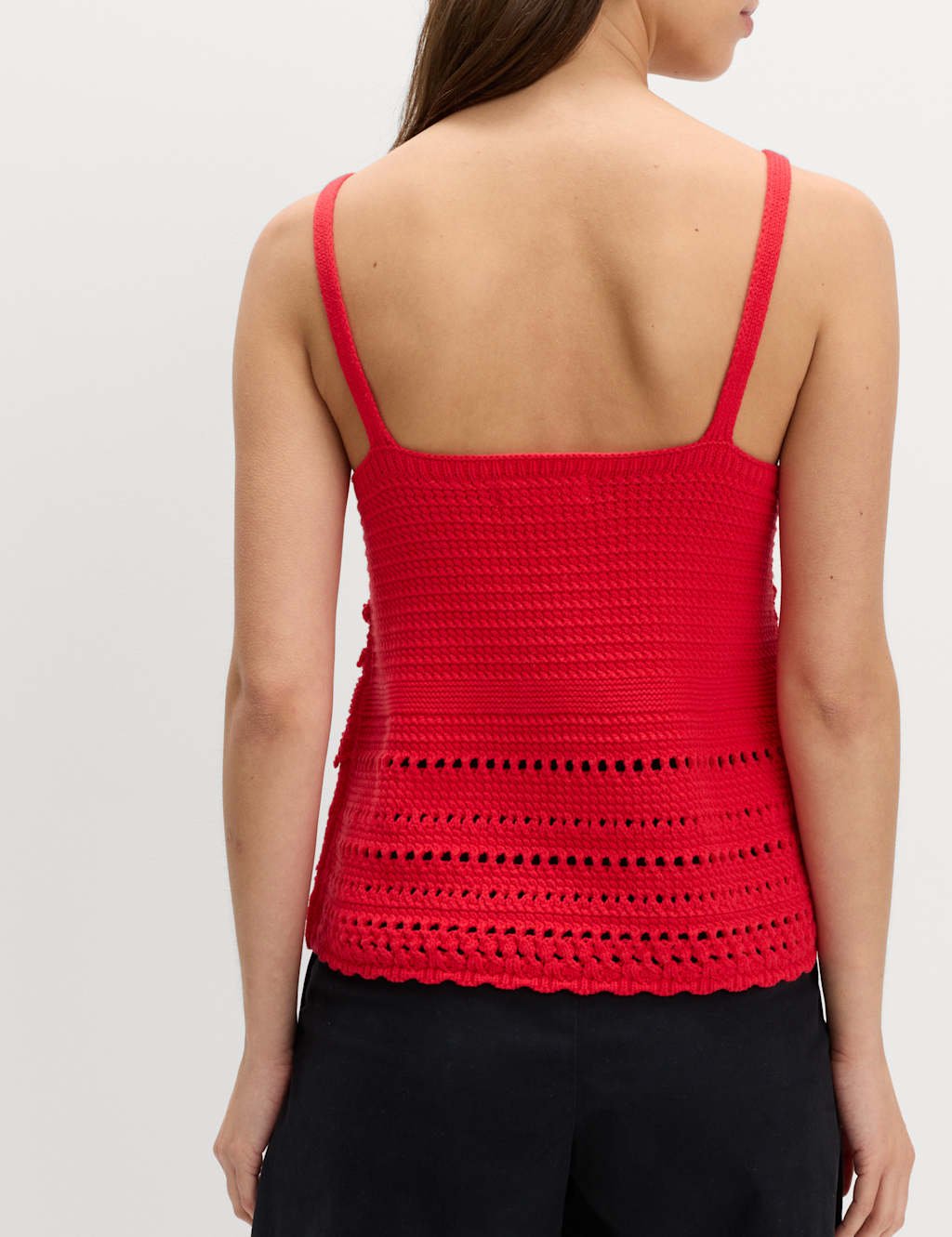 Marks & Spencer M&S Cotton Rich Textured V-Neck Knitted Vest Chilli - 3