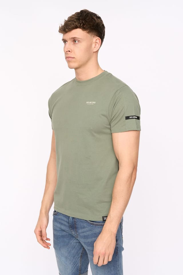 Duck&Cover Duck&Cover Men's Landway Premium T-Shirt with Back Graphic Print in Olive - 2