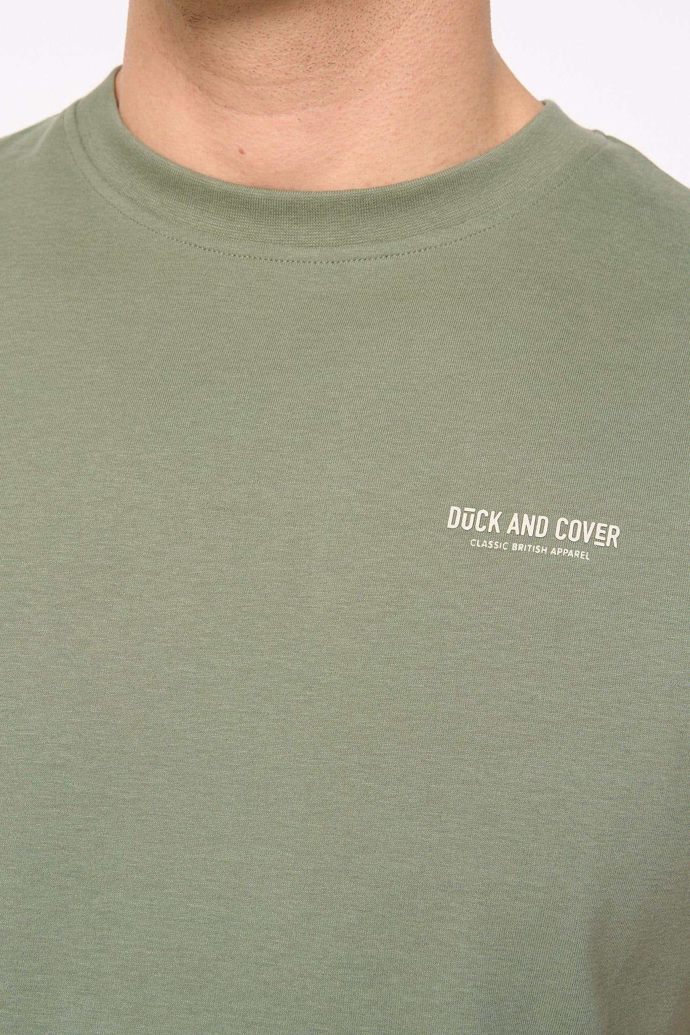 Duck&Cover Duck&Cover Men's Landway Premium T-Shirt with Back Graphic Print in Olive - 4