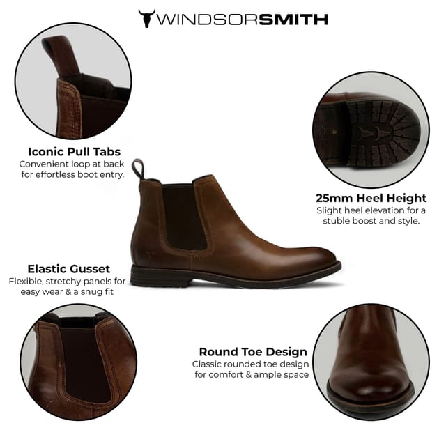 Windsor Smith Windsor Smith Men's Leather Chelsea Ankle Boots - Sergio in Brown - 2
