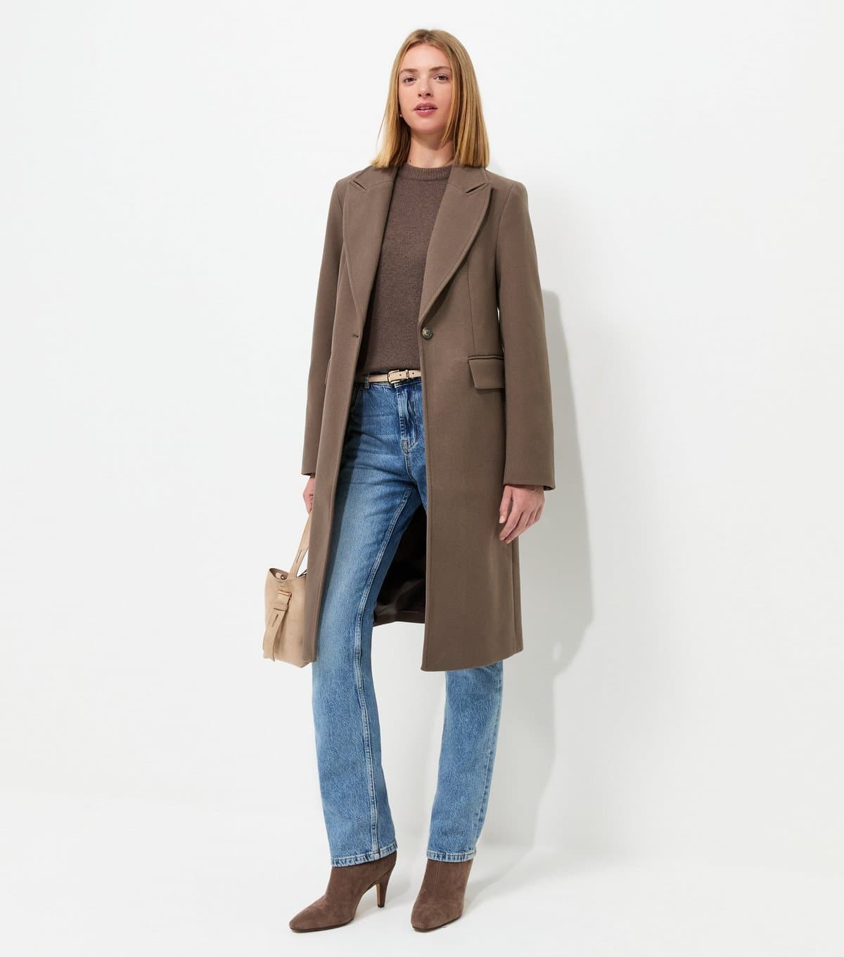 New Look Women's Mink One Button Single Breasted Coat New Look