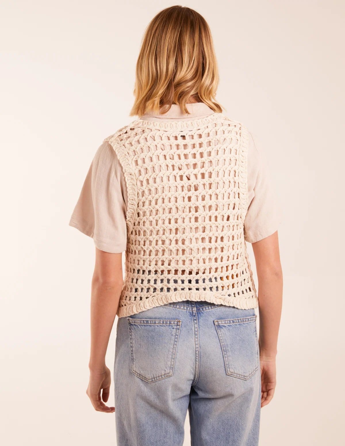 Blue Vanilla Crochet Sleeveless Cardigan - 4