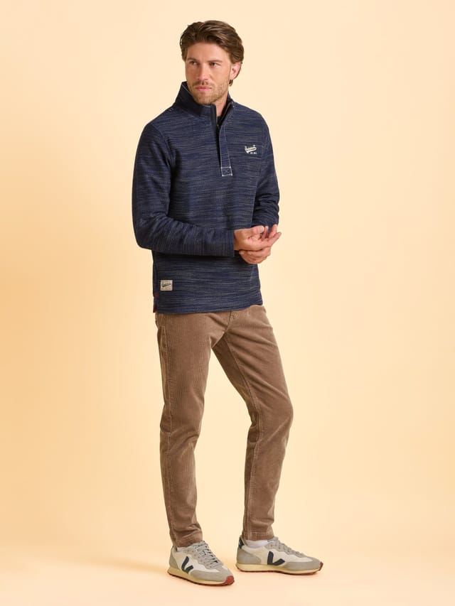 Brakeburn Brakeburn Men's Weymouth Quarter Zip Sweatshirt in Navy - 3