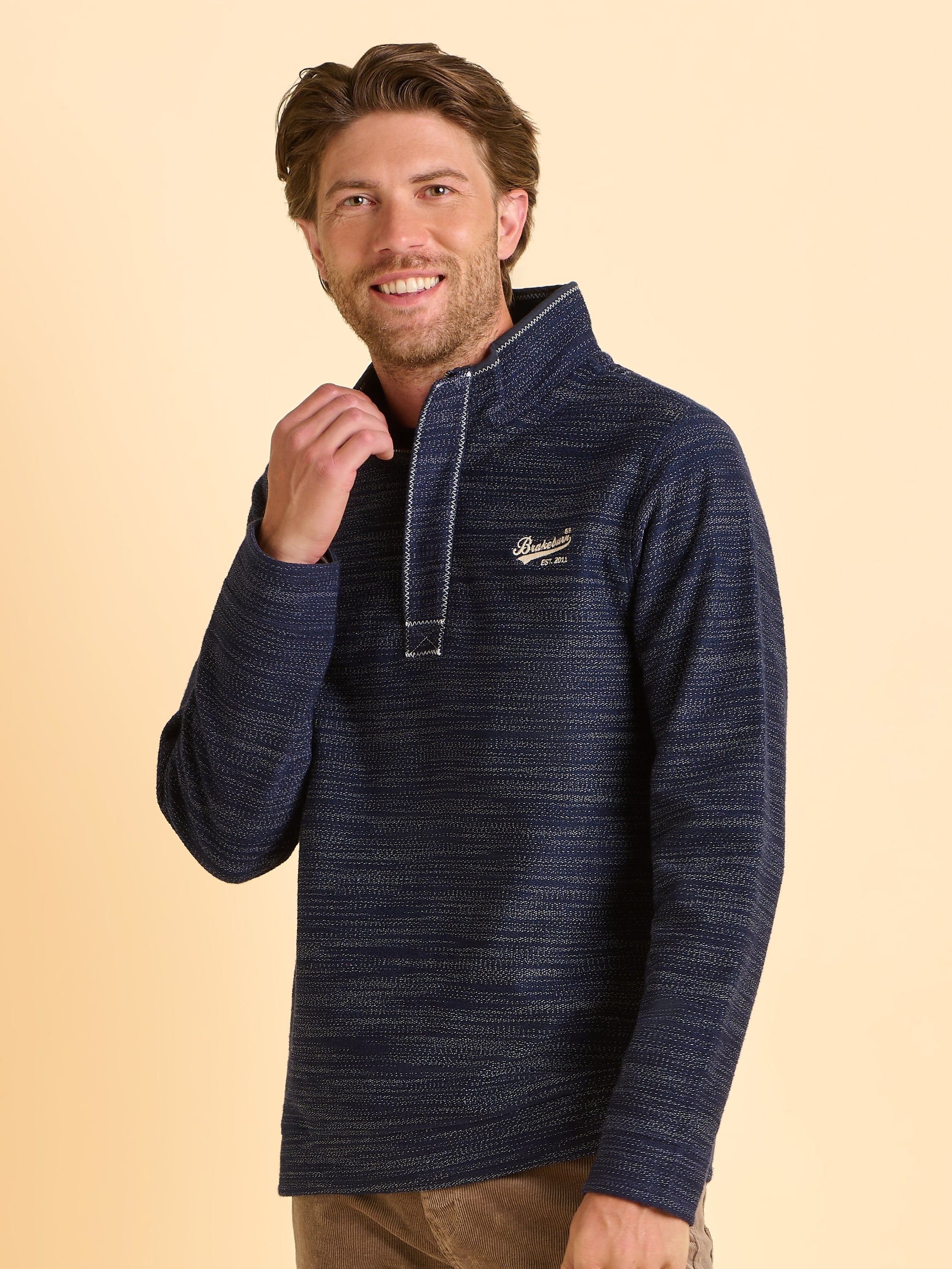 Brakeburn Brakeburn Men's Weymouth Quarter Zip Sweatshirt in Navy - 4