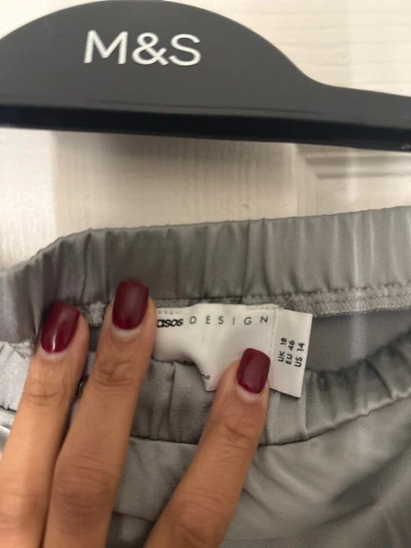 ASOS Grey Silk Midi Skirt