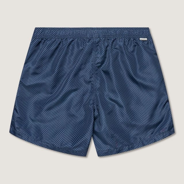 Panos Emporio Panos Emporio Men's Luxe swimshort herringbone in dark blue with upper back pocket - 3