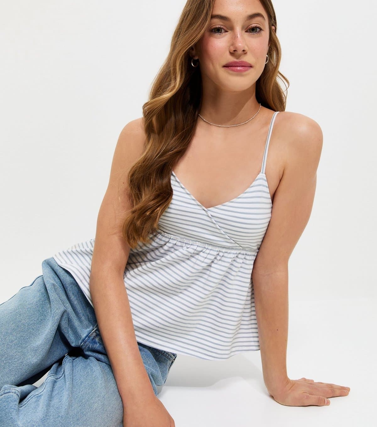 New Look Girls' Blue Striped Triangle Cami Top New Look