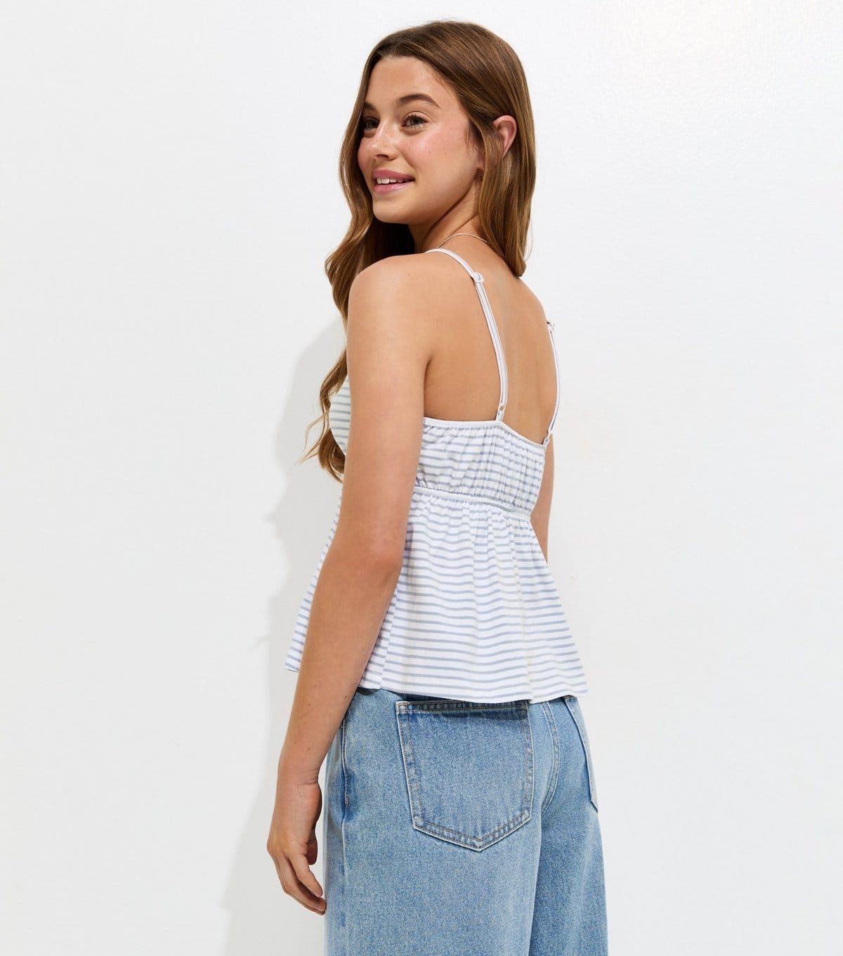 New Look Girls' Blue Striped Triangle Cami Top New Look - 4