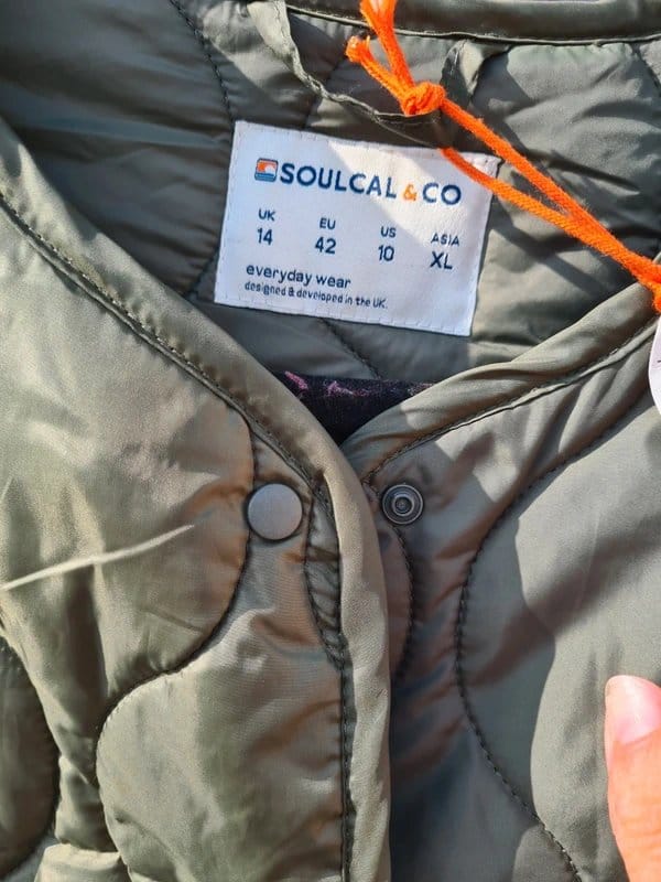 Soulcal & Co NWT SoulCal Women’s Collarless Long Sleeve Quilted Jacket - Olive Green (UK Size 14) - 1