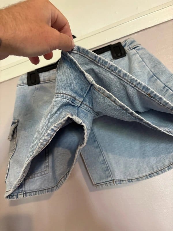New Look Light Blue Denim Shorts with Skirt Overlay