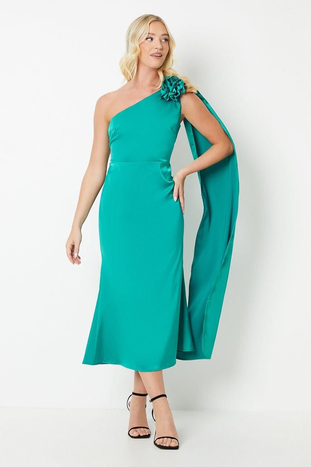 Debut London Debut London Women's by Coast Corsage & Cape Detail Midi Dress in Green - 4