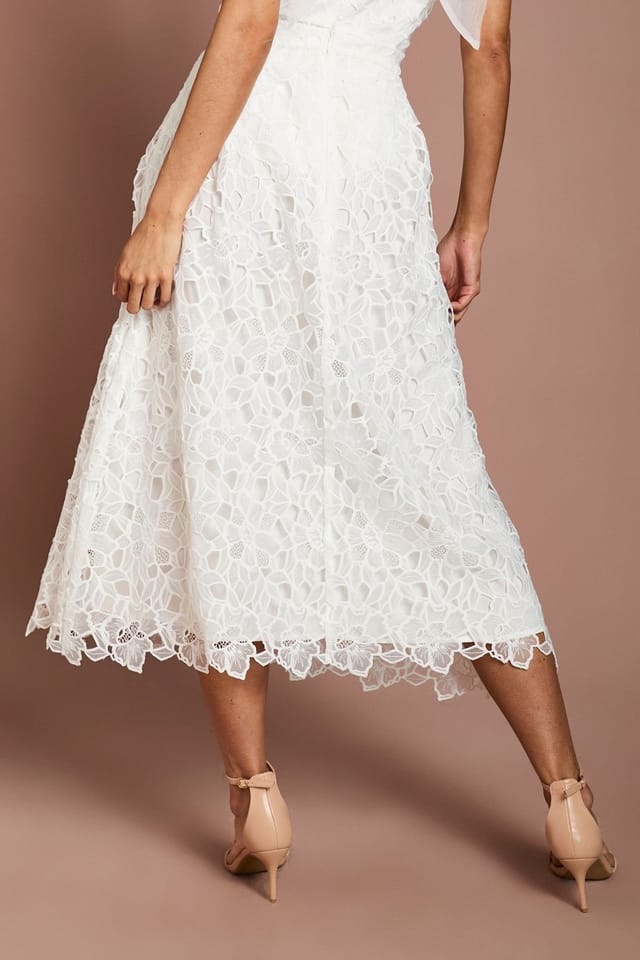 Coast Coast Women's Lace Full Midi Skirt in Ivory - 3