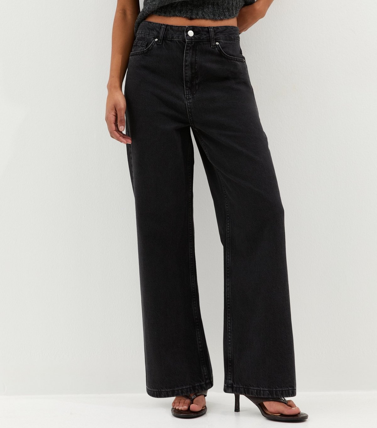 New Look Women's Washed Black Adalae High-Waist Wide Leg Jeans New Look - 2