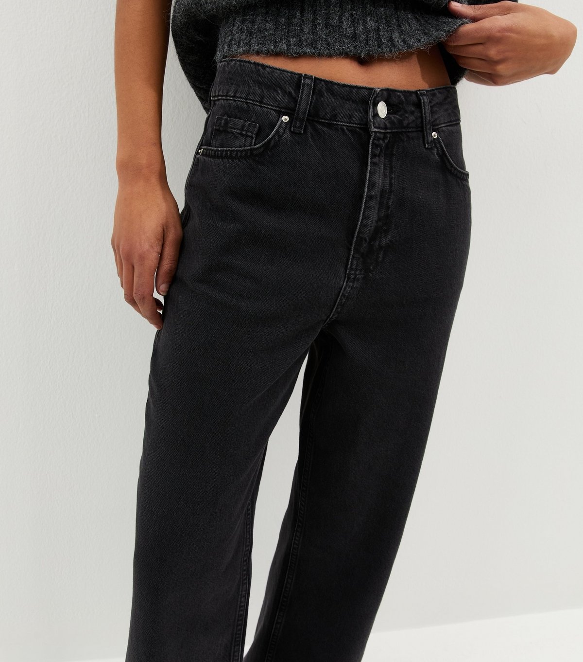 New Look Women's Washed Black Adalae High-Waist Wide Leg Jeans New Look - 4