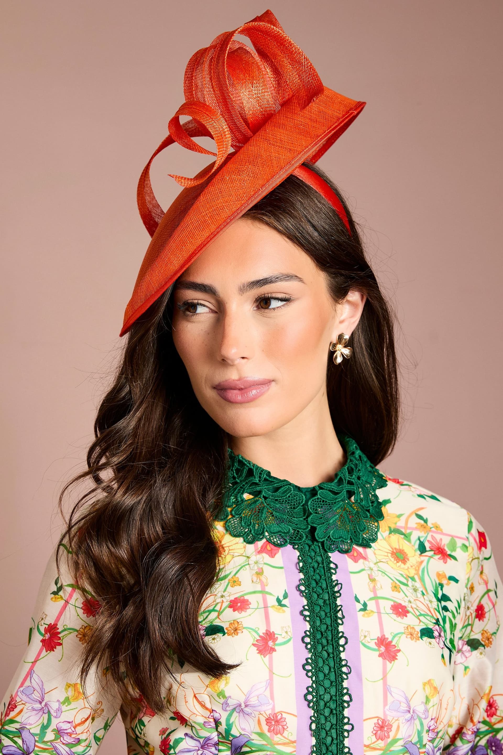 Coast Coast Orange Side Facing Loop & Feather Fascinator