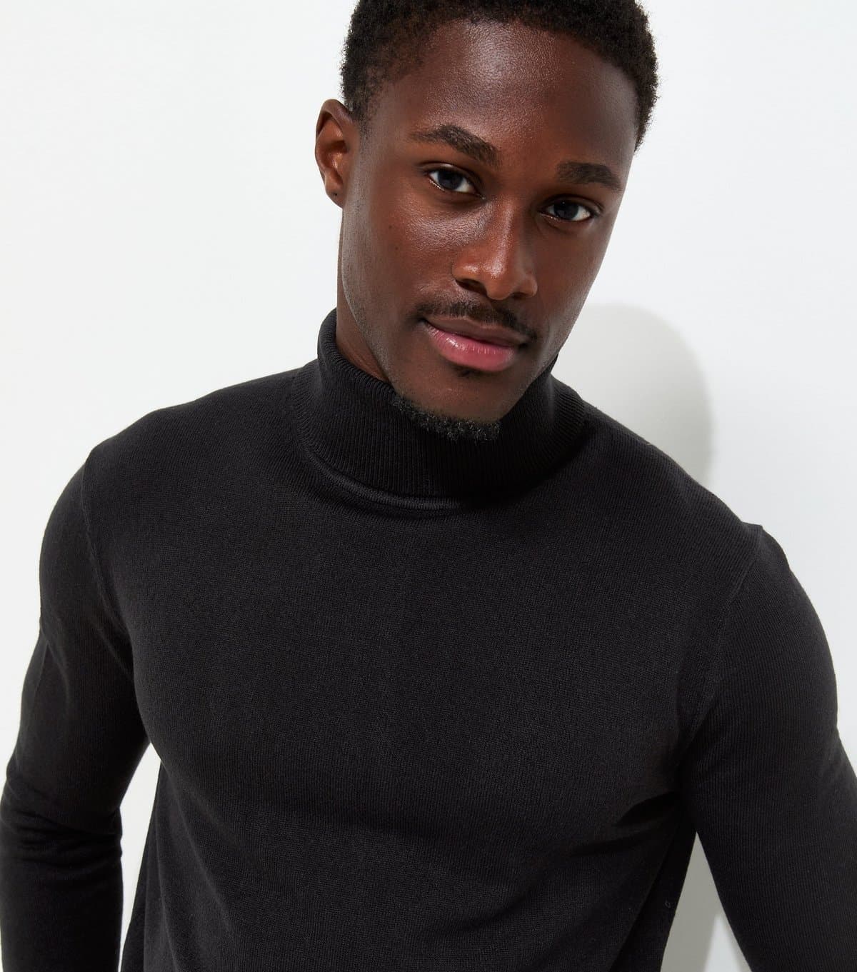 New Look Men's Black Regular Fit Knitted Roll Neck Jumper New Look