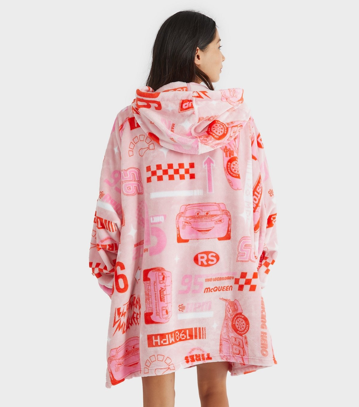 Skinnydip Women's Light Pink Car Print Fleece Blanket Hoodie Skinnydip New Look - 4