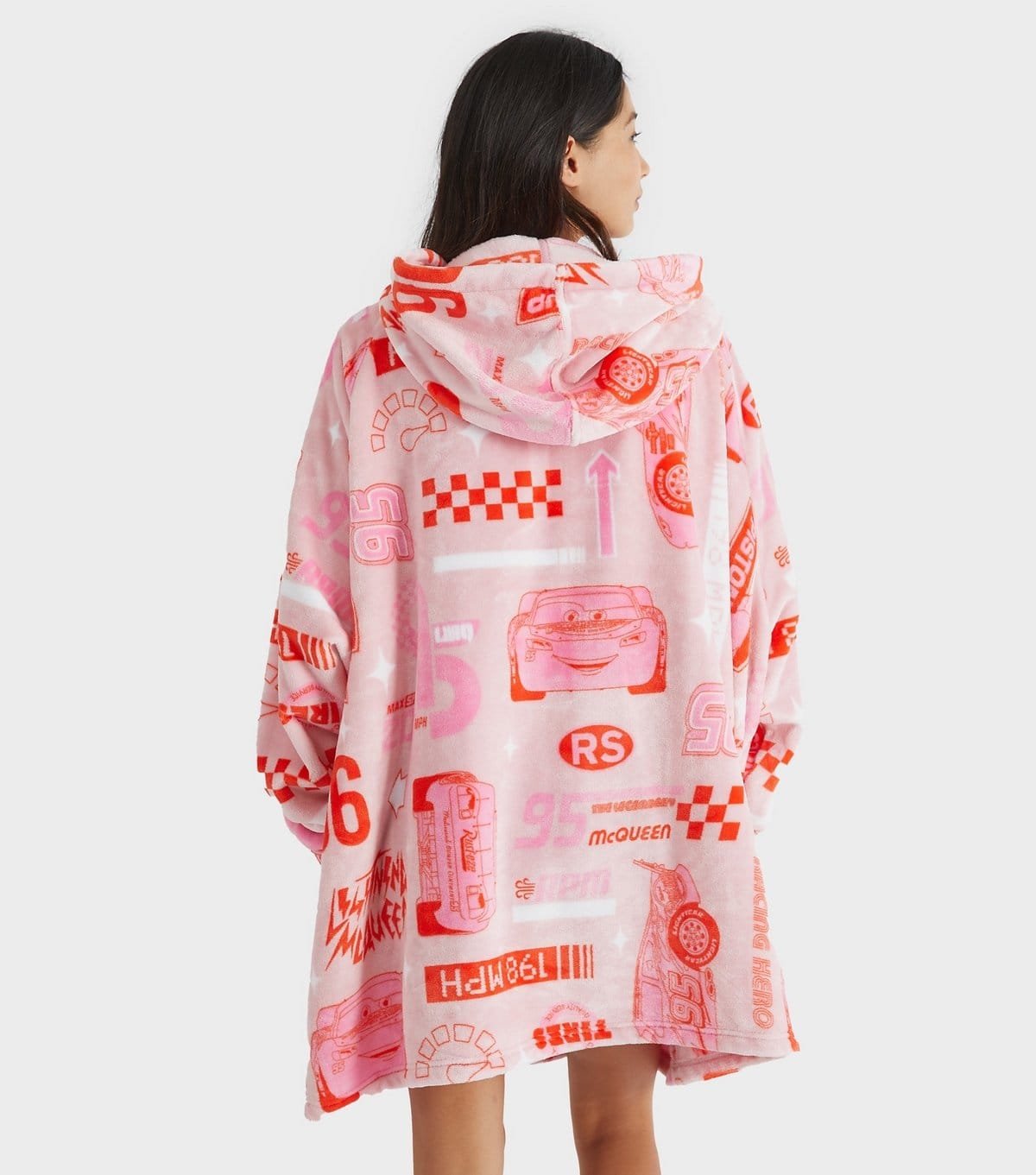 Skinnydip Women's Light Pink Car Print Fleece Blanket Hoodie Skinnydip New Look - 4