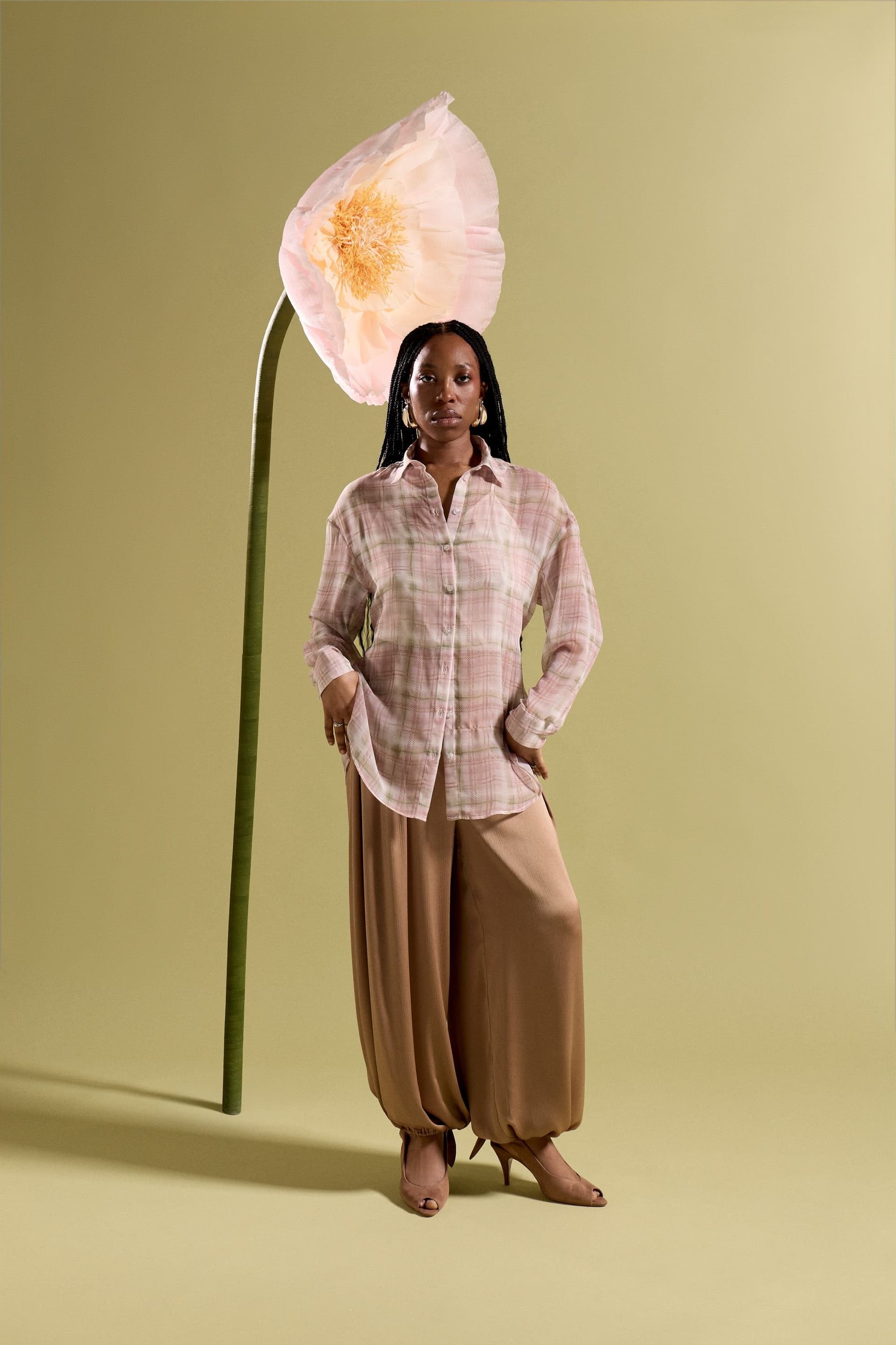 GWD by GEORGE W. DAVIES GWD by GEORGE W. DAVIES Women's GWD Roberta Pink Sheer Checked Blouse