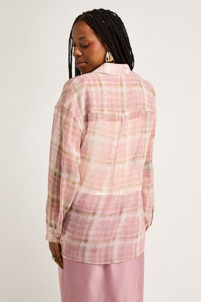 GWD by GEORGE W. DAVIES GWD by GEORGE W. DAVIES Women's GWD Roberta Pink Sheer Checked Blouse - 3