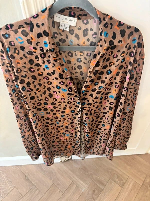 Never Fully Dressed Brown Leopard Print Shirt, Size Medium