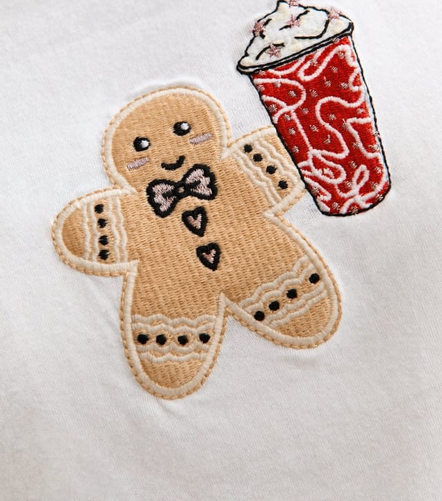 New Look Women's Pink Christmas Gingerbread Coffee Short Sleeve Top and Shorts Pyjama Set New Look - 3