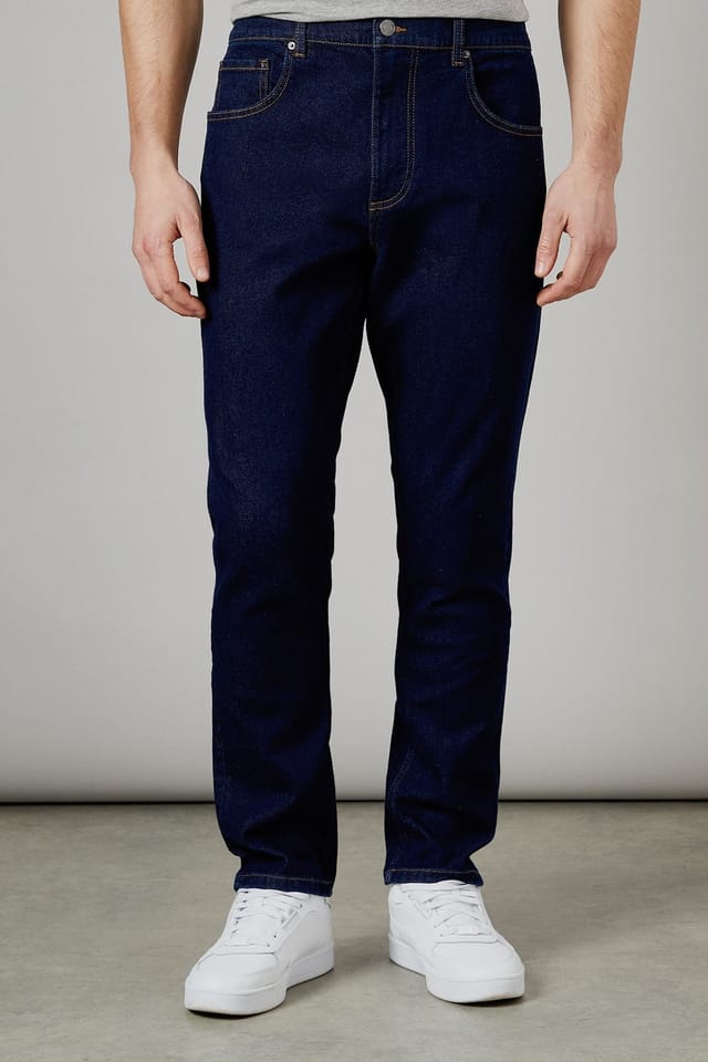 Burton Burton Men's Rinse Wash Stretch Slim Fit Jeans in Dark Blue - 2