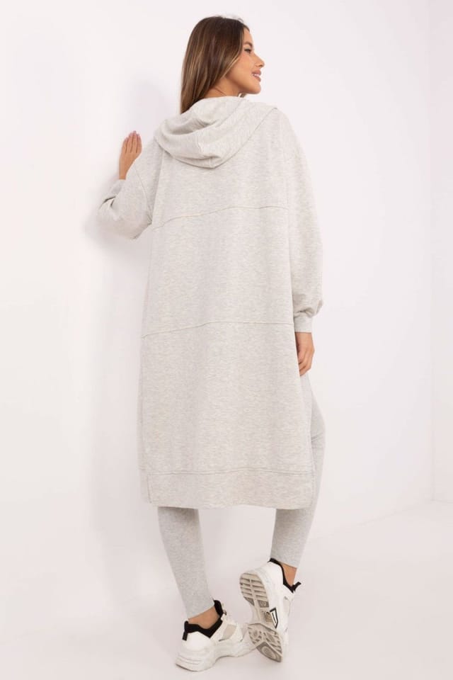 Love Lace Love Lace Women's Cotton Blend Zip Hoodie Top Leggings Set in Grey - 3