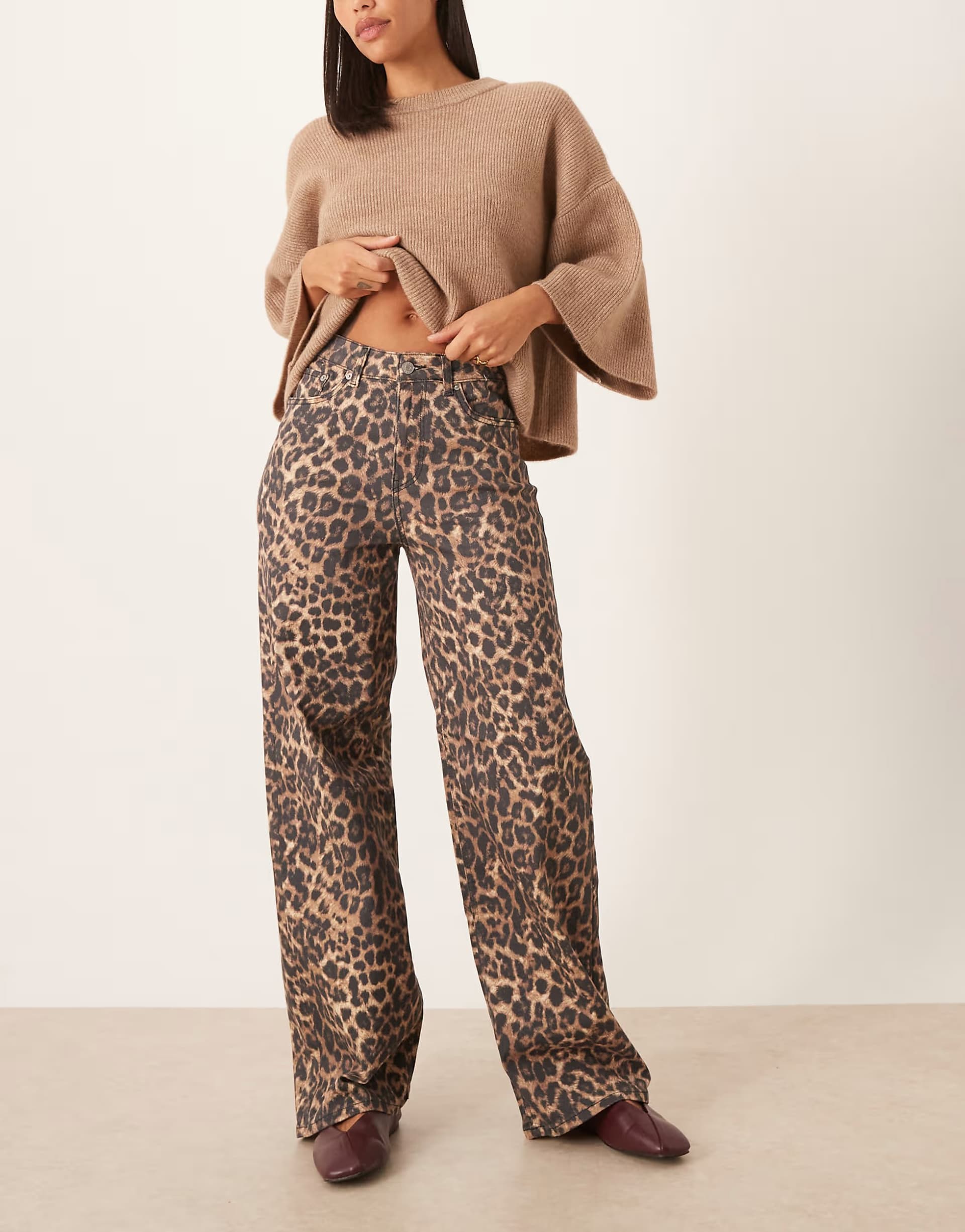 ASOS JJXX Toyko wide fit jeans in leopard print