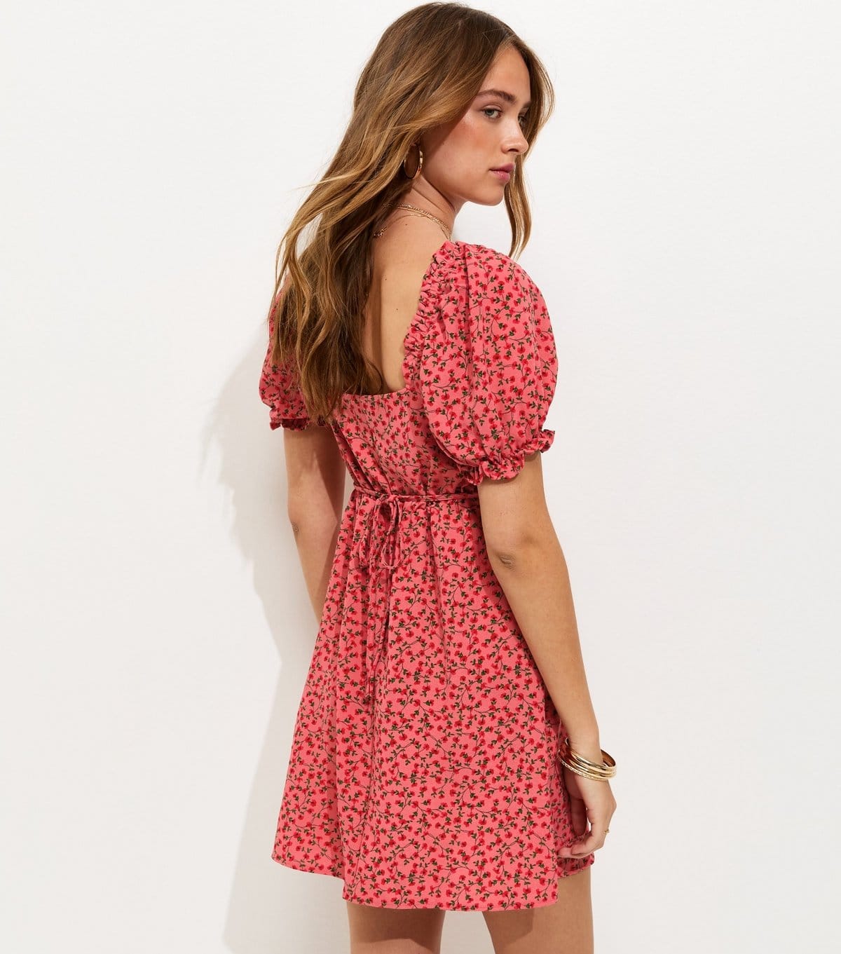 New Look Women's Red Floral Print Milkmaid Mini Dress New Look - 4