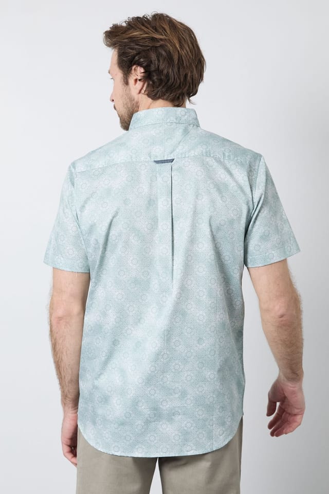 Maine Maine Men's White Tile Print Short Sleeve Shirt - 3