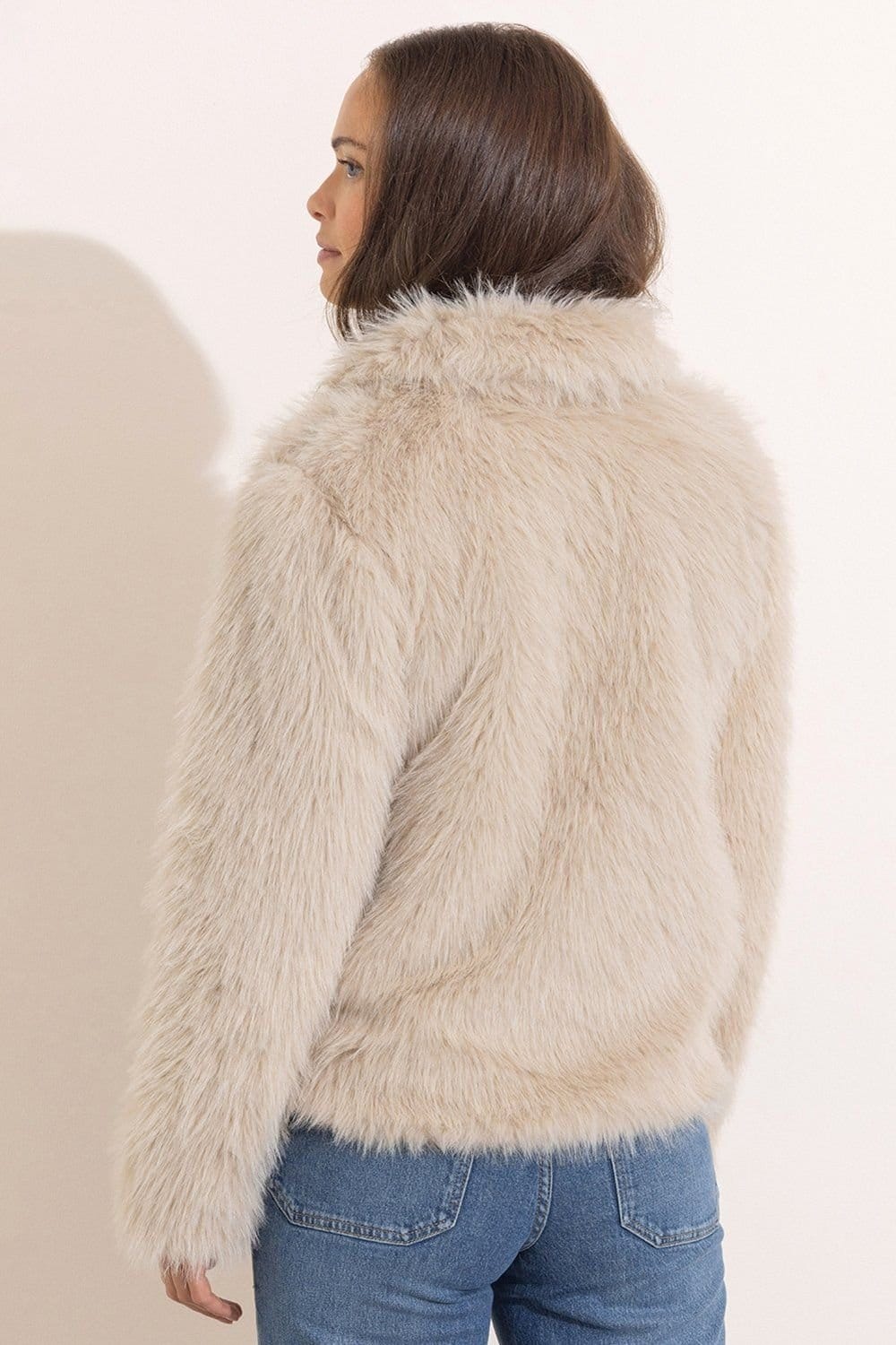 Klass. Klass. Women's Short Faux Fur Jacket in Grey - 4