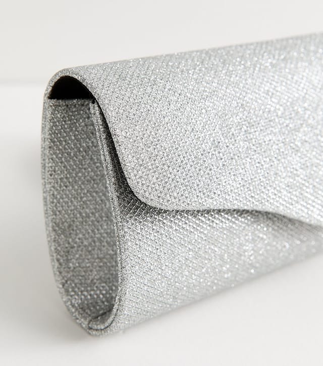 New Look Silver Sparkly Barrel Clutch Bag New Look - 3