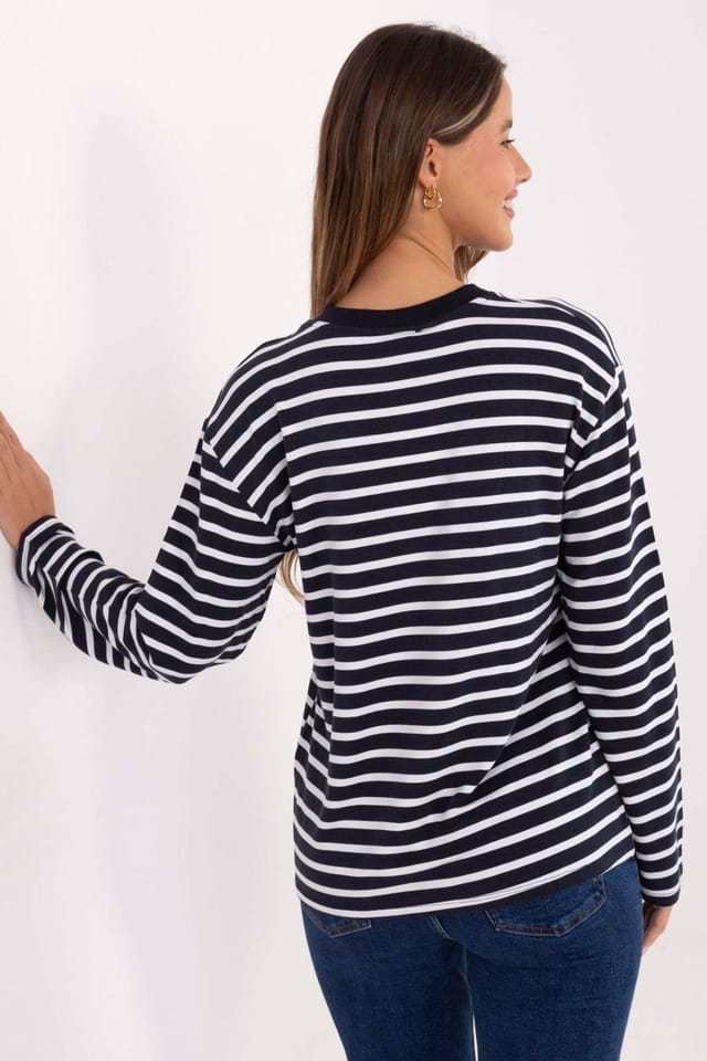 Love Lace Love Lace Women's Soft Micromodal Elastane Striped Blouse in Blue - 3
