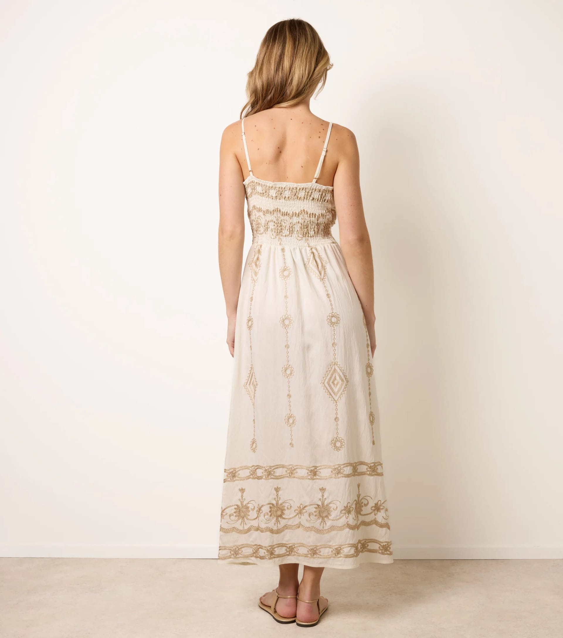 Blue Vanilla Embroidered Maxi Dress With Adjustable Straps - 4