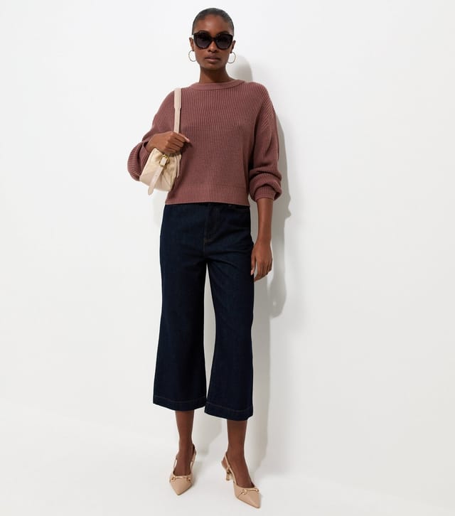 New Look Women's Dark Pink Ribbed Knit Meet The Jean Jumper New Look - 2