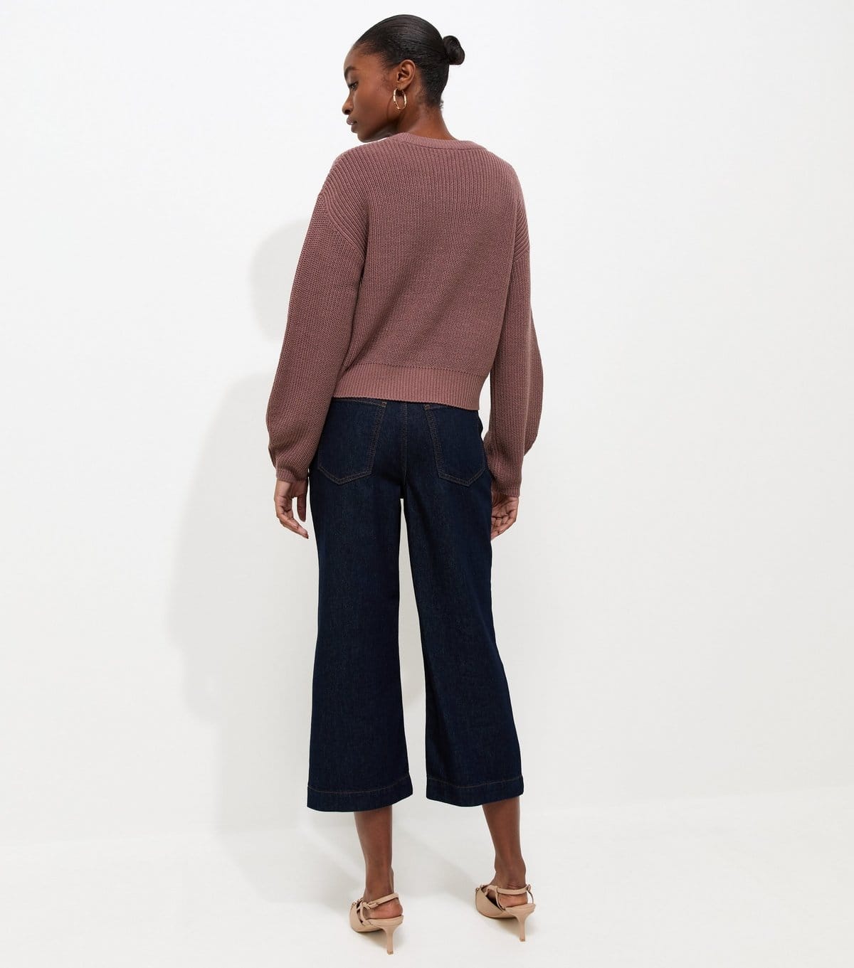 New Look Women's Dark Pink Ribbed Knit Meet The Jean Jumper New Look - 4