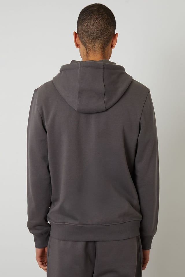 Threadbare Threadbare Men's Cotton Blend Zip Through Hoodie in Mid Grey - 2