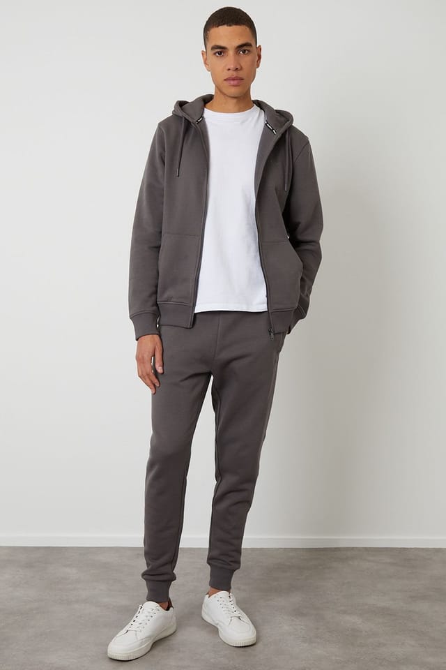Threadbare Threadbare Men's Cotton Blend Zip Through Hoodie in Mid Grey - 3
