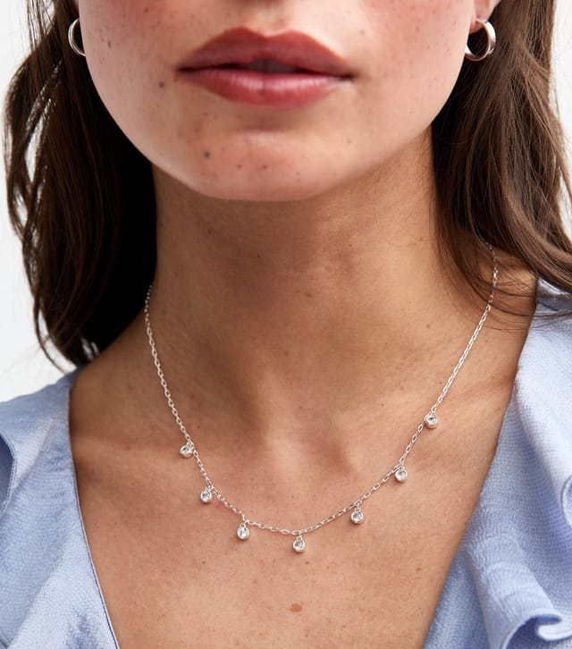 New Look Silver Tone Diamanté Charm Necklace New Look - 2