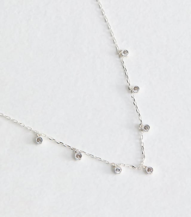 New Look Silver Tone Diamanté Charm Necklace New Look - 3