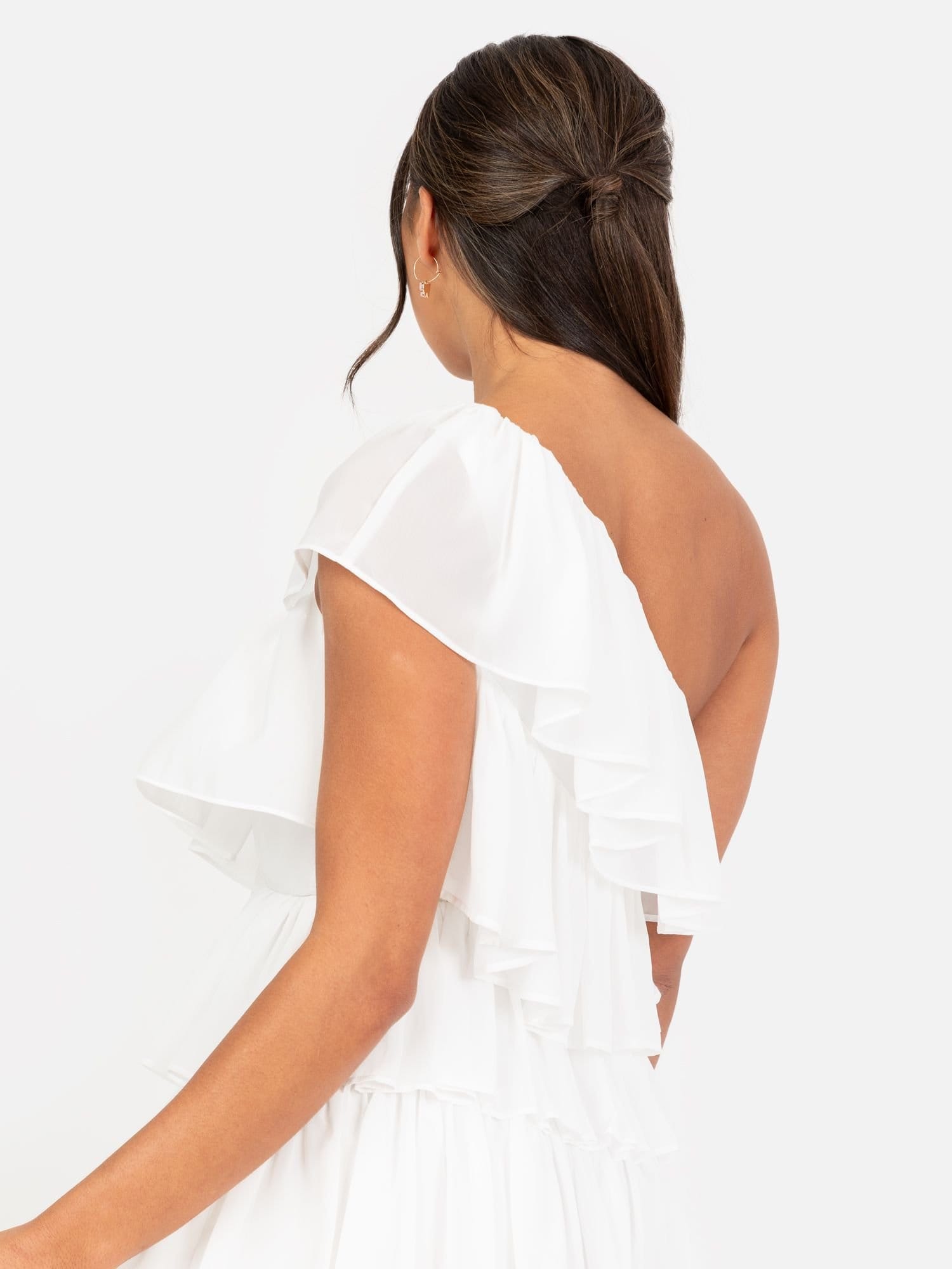Anaya with Love Anaya with Love Women's One Shoulder Tiered Mini Dress in White - 4
