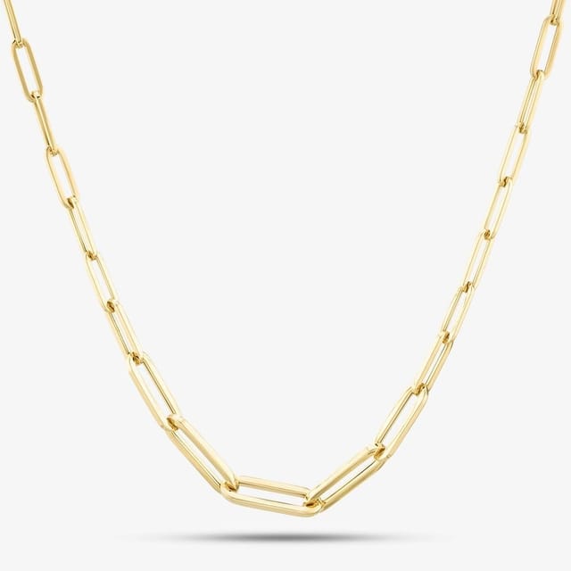 T.H.Baker T.H.Baker Women's 9ct Yellow Gold Elongated Oval Link Necklace CA017-18 - 2