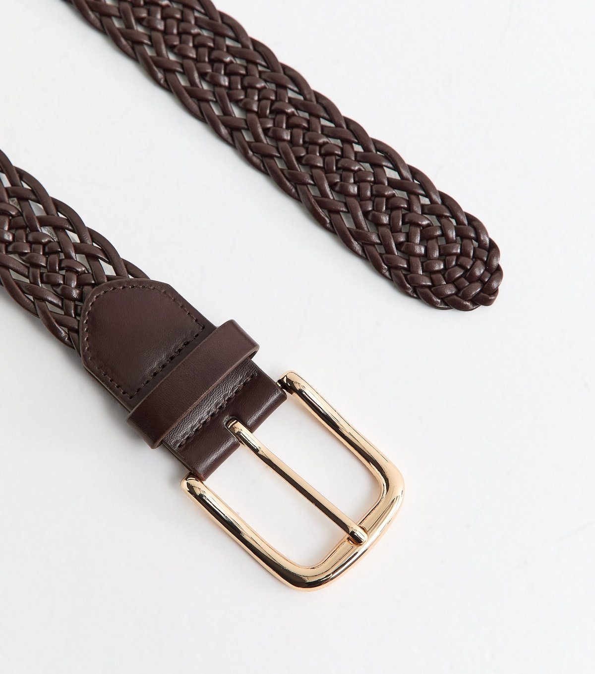 New Look Dark Brown Braided Faux Leather Belt New Look - 3