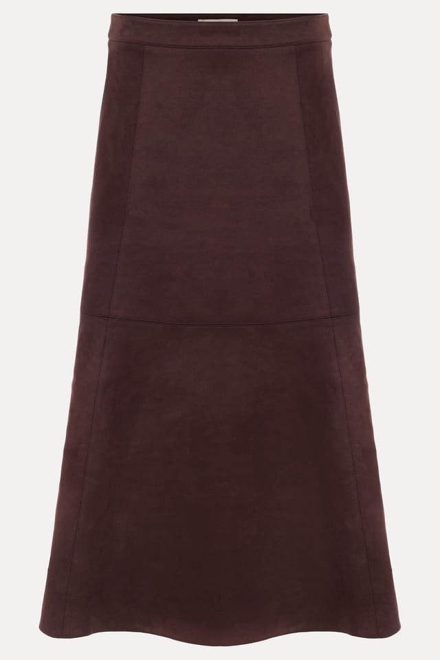 Phase Eight Phase Eight Women's Jessie Faux Suede Midi Skirt in Dark Brown - 2