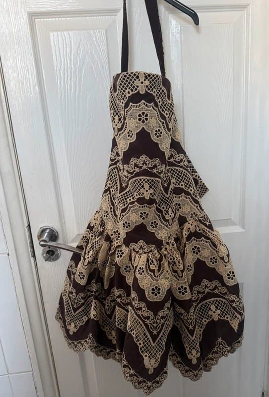 ASOS Design lace embroidered halter neck mini dress brown