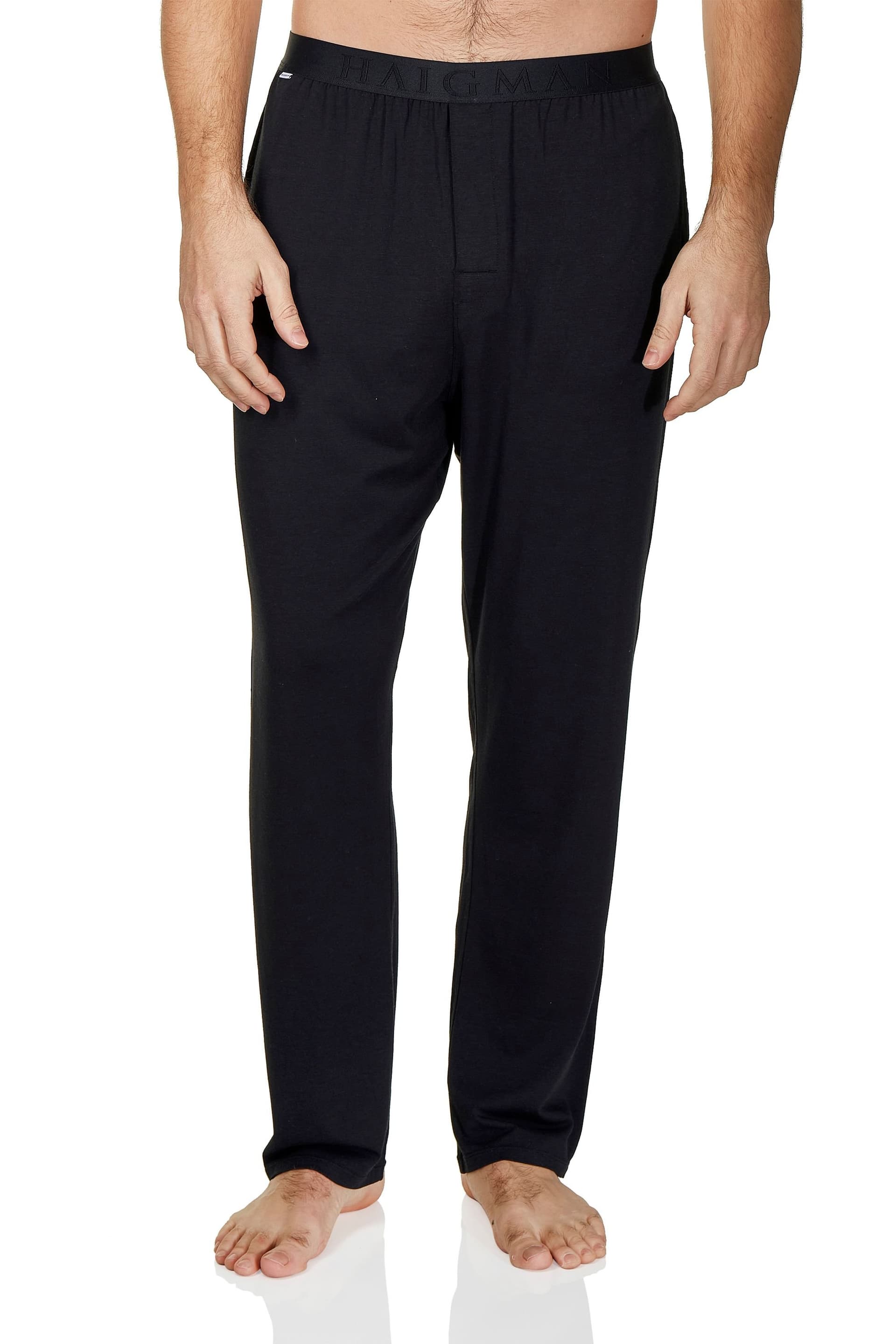Haigman Haigman Men's 2 Pack Bamboo Pima Cotton Soft Stretch Pyjama Bottoms in Black